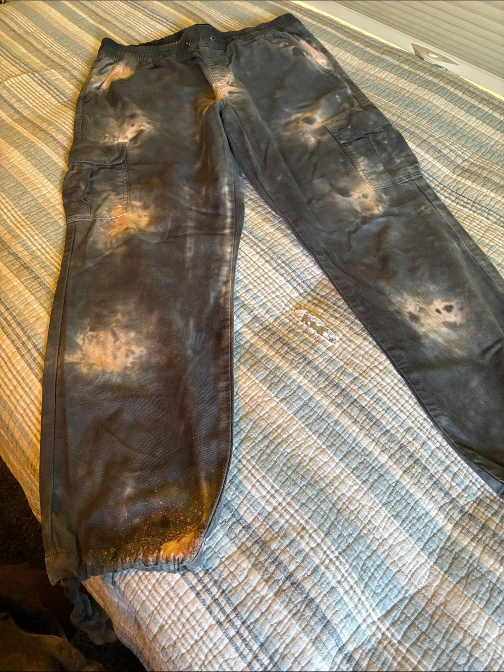 Sanctuary Gray Joggers with Crean Tie-Dye Accents